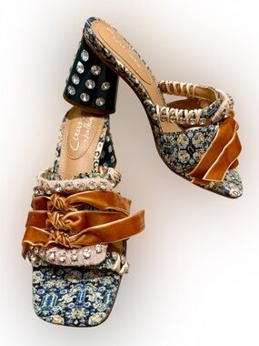 Circus NY by Sam Edelman Brown Velvet Braided tie Slide Sandals BRAND NEW!